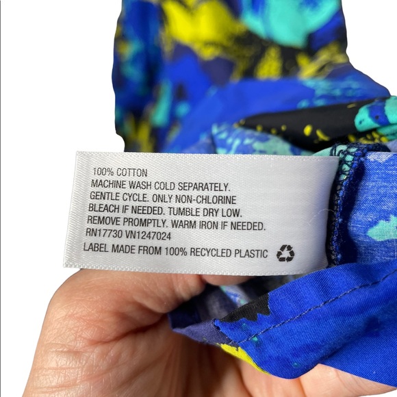 Christopher John Rogers X Target | Puff Sleeve Tiered Blue Floral Dress Cotton 4 - Picture 5 of 7